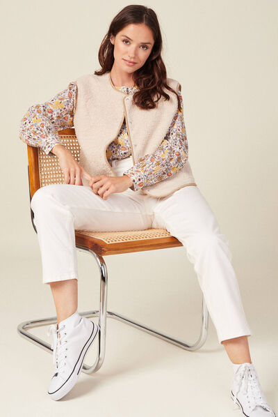 Blouse manches longues beige femme