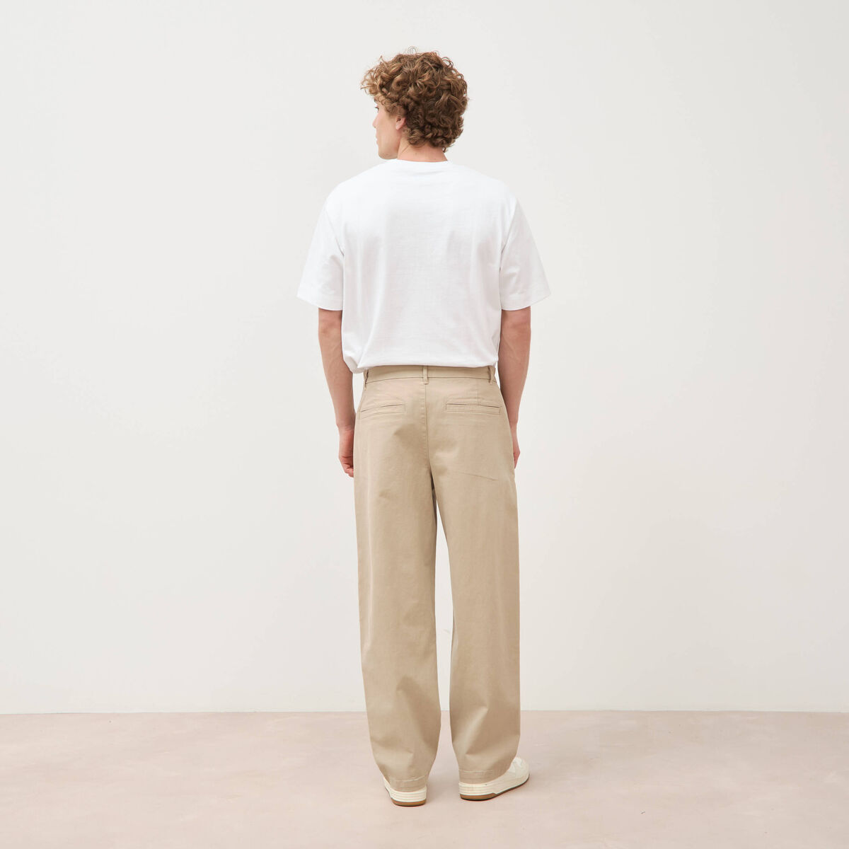 Pantalon coupe large beige homme