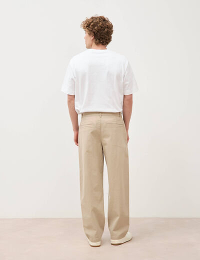 Pantalon coupe large beige homme