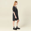 Robe évasée fluide col en V noir femme