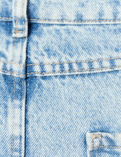 Jupe midi droite en jean denim bleach femme