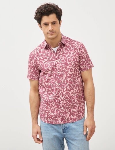 Chemise manches courtes vieux rose homme
