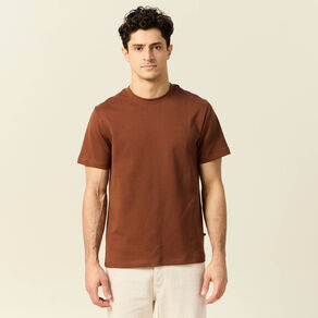 T-shirt manches courtes marron cognac homme