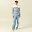 T-shirt ajust&eacute; col rond manches longues ecru homme