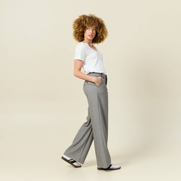 Pantalon large fluide gris femme