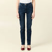 Jeans slim taille haute denim brut femme