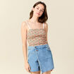 Bustier cropped à bretelles blanc femme
