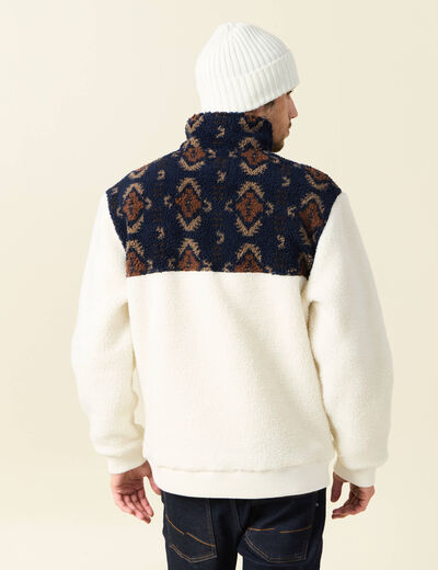 Sweat col camionneur ecru homme