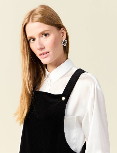 Robe chasuble trap&egrave;ze velours noir femme