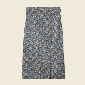 Jupe midi droite bleu marine femme