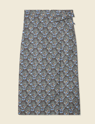 Jupe midi droite bleu marine femme