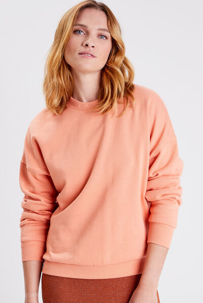Sweat manches longues rose clair femme