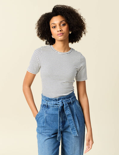 T-shirt manches courtes bleu femme