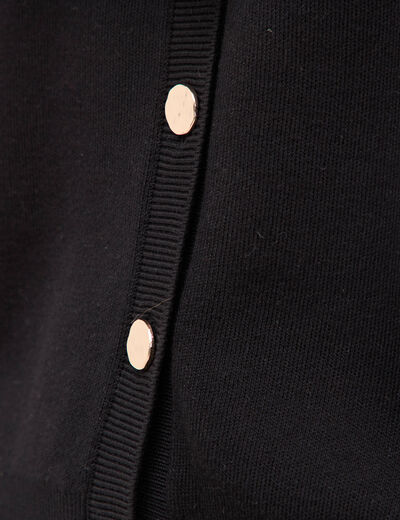 Gilet manches longues col rond en coton noir femme