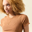 T-shirt ajusté court manches courtes terracotta femme