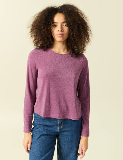 T-shirt manches longues violet femme