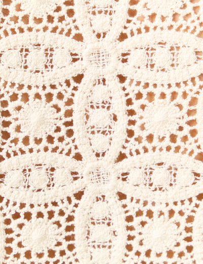 T-shirt manches longues en dentelle ecru femme