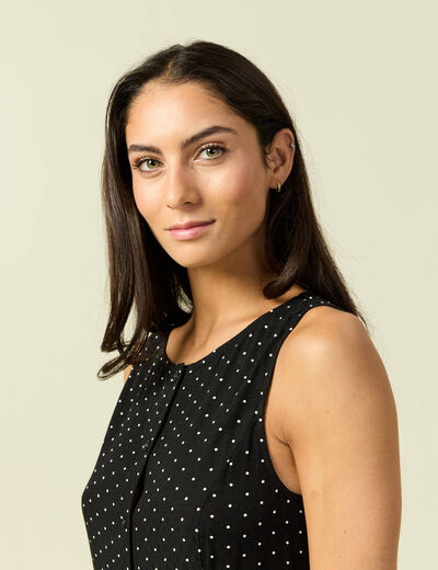 Robe fluide sans manches col rond noir femme