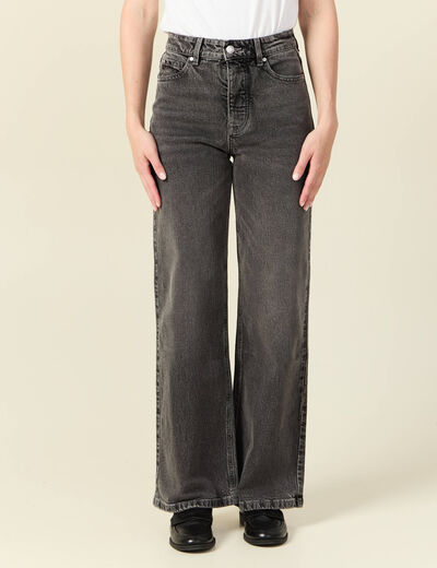 Jeans large éco-responsable denim snow gris femme