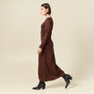 Robe longue ajust&eacute;e manches longues marron femme