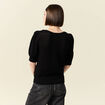 Pull manches courtes ajour&eacute; noir femme