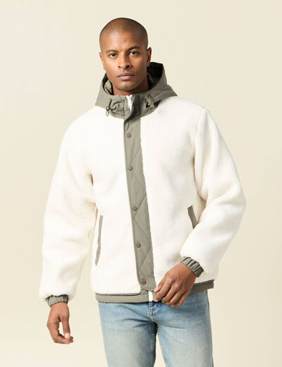 Blouson à capuche ecru homme