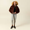 Veste droite courte col montant marron femme