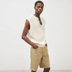 Pull sans manches col rond en coton ecru homme