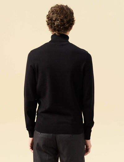 Pull droit court manches longues noir homme