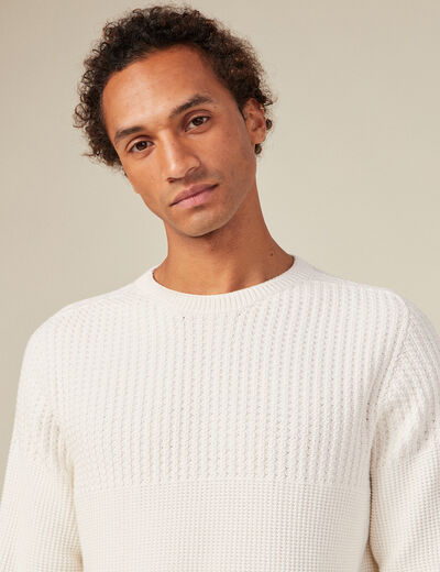 Pull manches longues fabriqué en France ecru homme