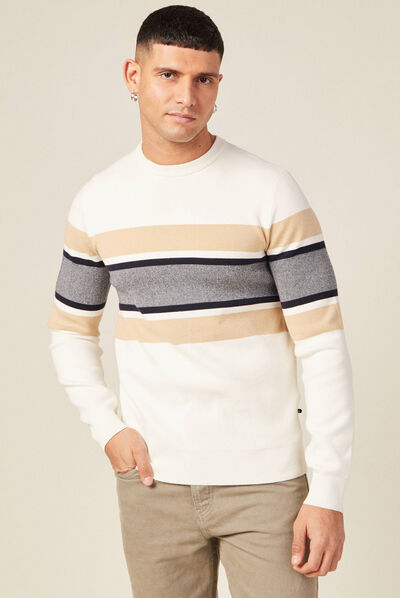 Pull éco-responsable ecru homme