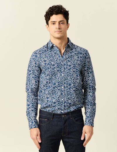 Chemise manches longues bleu homme