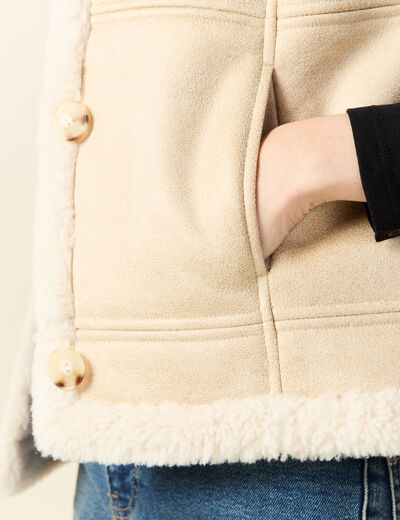 Veste suédine sans manches creme femme