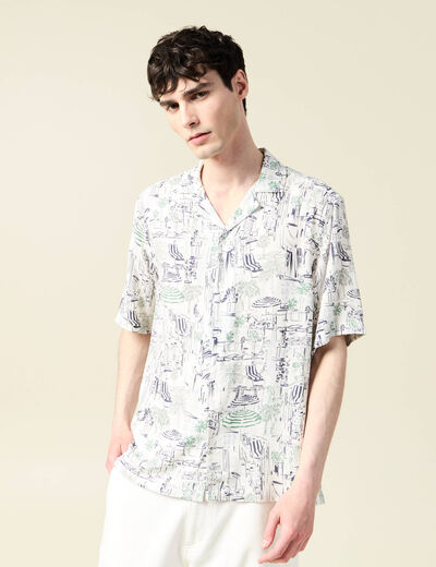 Chemise manches courtes fluide blanc homme