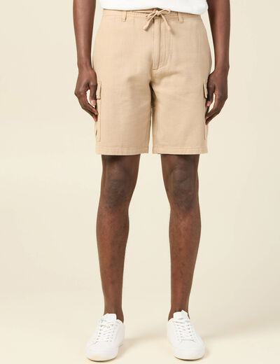 Bermuda cargo à coulisse beige homme