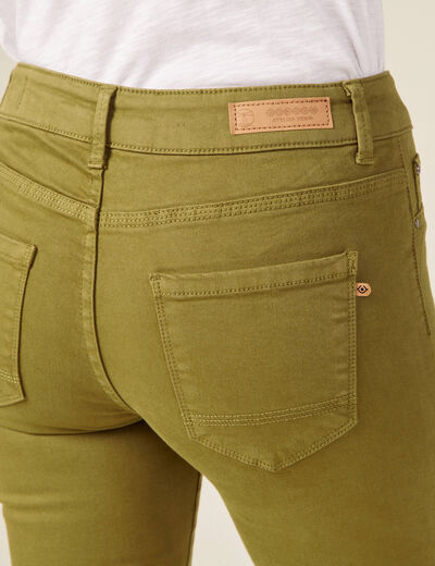 Pantalon slim 7/8ème vert kaki femme