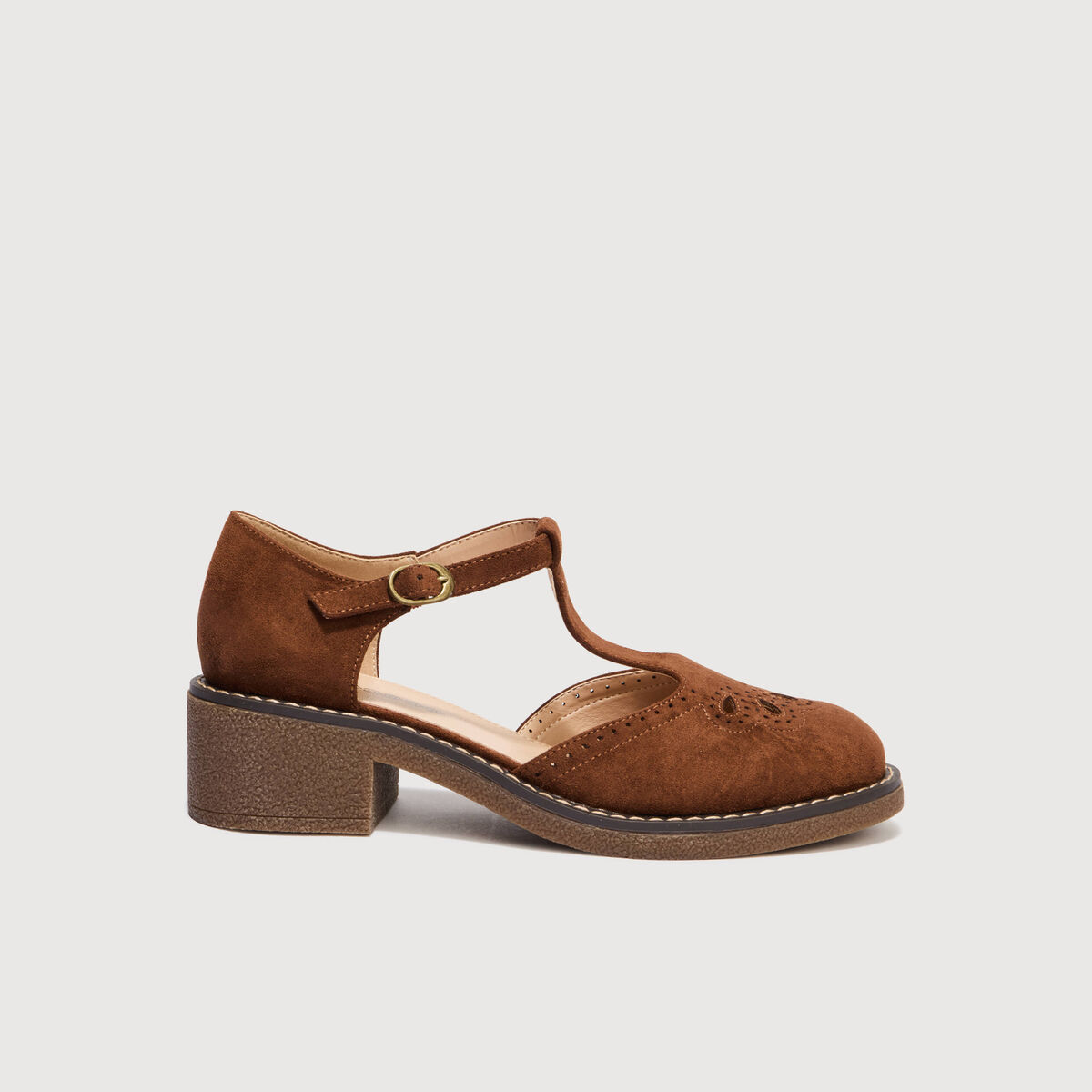 Chaussures salom&eacute; semelle cr&ecirc;pe marron femme