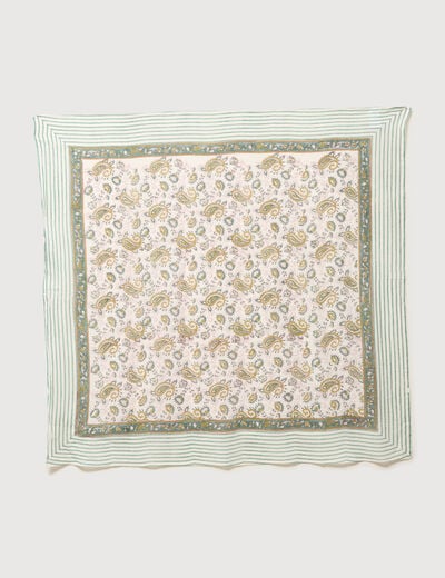 Foulard en coton vert pastel femme