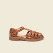 Sandales plates métallisées beige femme