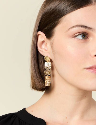 Boucles d'oreilles pendantes couleur or femme