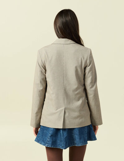 Blazer manches longues col tailleur beige femme