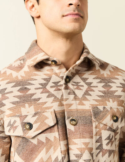 Surchemise manches longues beige homme