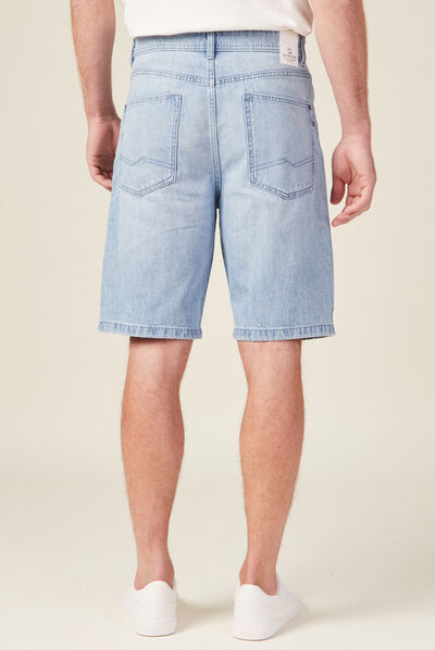 Bermuda large 5 poches denim bleach homme