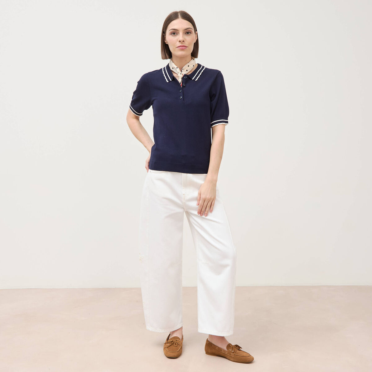 Polo manches courtes bleu marine femme