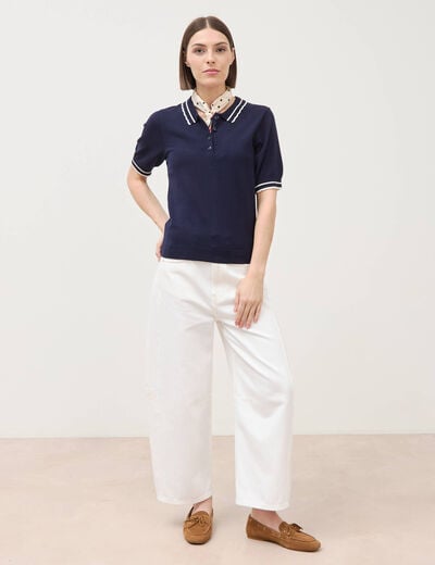 Polo manches courtes bleu marine femme