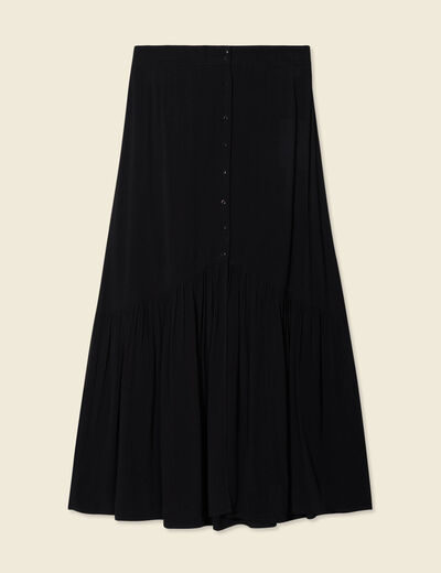 Jupe longue évasée noir femme