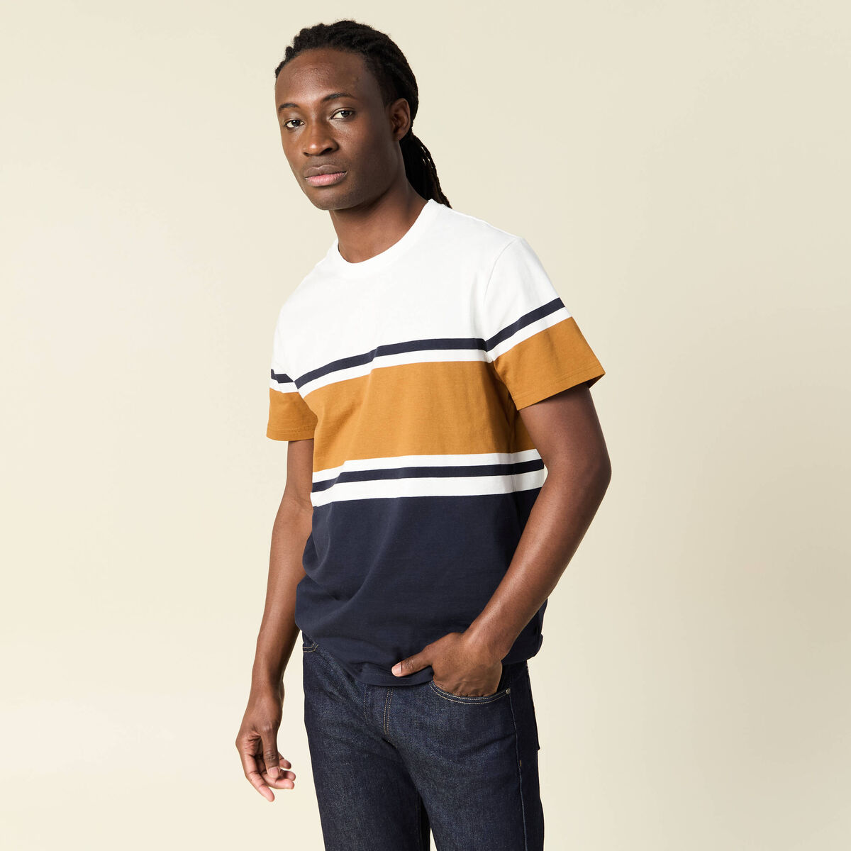T-shirt manches courtes ecru homme