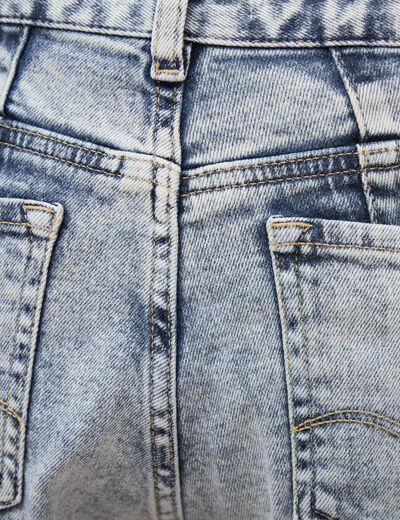Jeans girlfriend 5 poches denim snow bleu femme