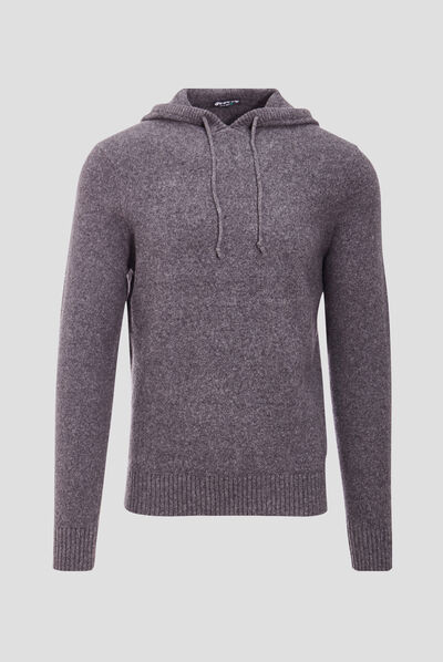 Pull manches longues à capuche gris foncé homme