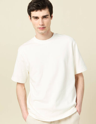 T-shirt ample col rond coton ecru homme